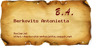 Berkovits Antonietta névjegykártya